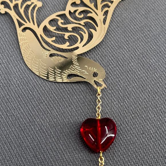 Lenox Across The Miles Christmas Ornament Gold Dove Red Heart Porcelain Tag Box - Picture 8 of 13